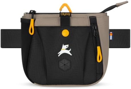 OllyDog Backcountry Day Bag | Dog Training Treat Pouch | Eco-Friendly Recycled Fabric Fanny Pack with Zipper Closure, Built-in Poop Bag Dispenser & Adjustable Waist Belt (Dune)