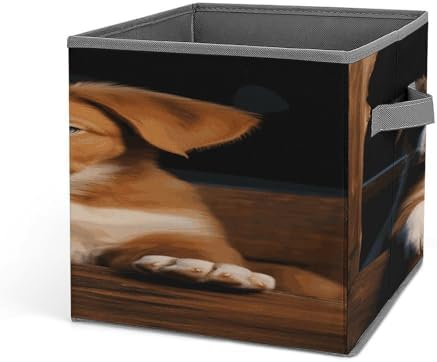 Puppies Dogs Pets Animals Collapsible Storage Bin, Storage Cubes with Handles, Organizer Bin for Home Office Closet Clothes, 10.6 X 10.6 X 10.6 Inches