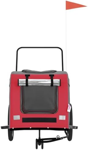 Pet Bike Trailer for Small Dogs, Foldable Bicycle Cargo Trailer with Quick-Release Wheels and Safety Flag, Orange and Gray