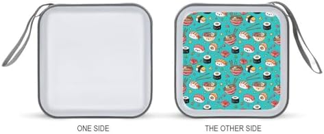 Hard Shell DVD Storage Binder Sushi And Ramen, Holds 40 Discs, Portable Wallet with Carry Handle, Organizer for Car Home Office
