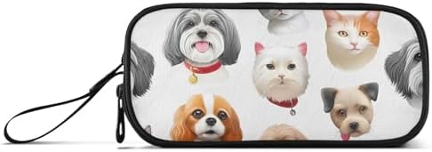 Art Pattern Pencil Case Zipper Pencils Pouch Boys Pen Bags Teen Girls Organizer Back to School Supplies Playful Dog Cat Pet Smile Print Pencil Bag Storage