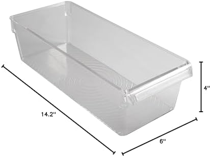 Kitchen Details 2 Pack Slim Refrigerator Storage Bin | Fridge & Freezer | Kitchen Organization | Stainless Steel Handle | Countertop | Cabinets | Pantry | Clear