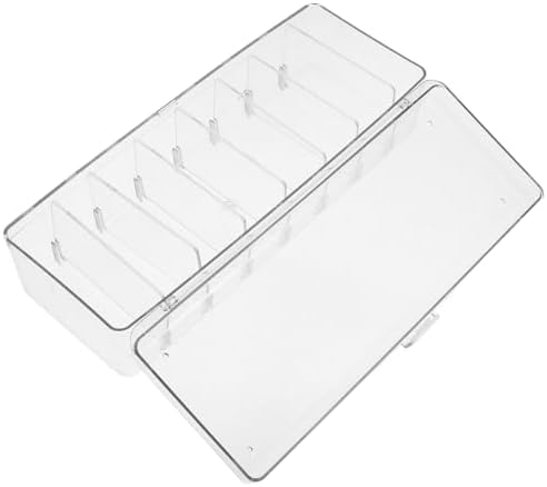 TEHAUX Transparent Plastic Organizer Box Removable Dividers for Cards Electronics Jewelry and Parts and Stylish Storage for Desk Organization