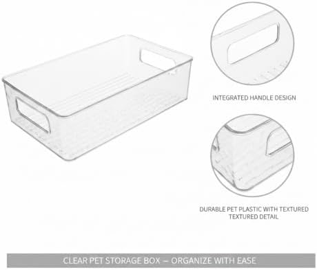 Clear PET Storage Box with Handle & Lid, 10.3 x 6.1 x 3.0 Inch Transparent Organizer for Bathroom Vanity, Desktop, or Shelf (1 Pack)