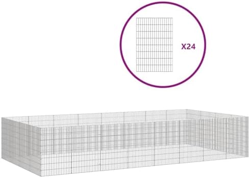 Large Galvanized Iron Animal Enclosure 31.5 x 170.1 x 85 in Silver, Expandable Outdoor Pet Cage for Rabbits Guinea Pigs, Weather-Resistant Playpen for Indoor Backyard