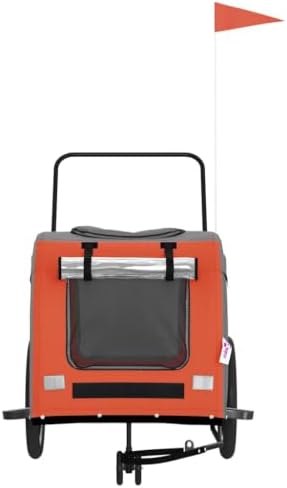 Pet Bike Trailer for Small Dogs, Foldable Bicycle Cargo Trailer with Quick-Release Wheels and Safety Flag, Orange and Gray