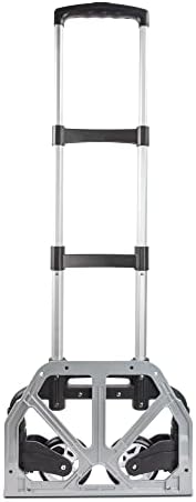 Ultimaxx Professional Heavy-Duty 150 Pound (lb) Capacity Aluminum Folding Hand Truck/Luggage Cart (Black/Silver) with Adjustable Handle, Folding Away Wheels, and Bungee Cord