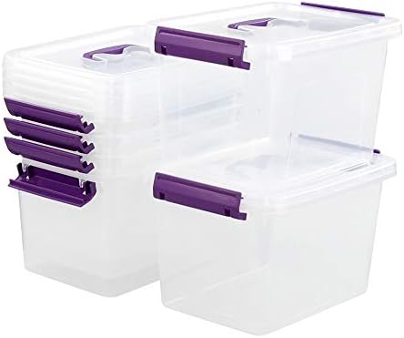 Farmoon 6 Quart Small Lidded Storage Bin, 6 Packs Latching Box Cotainer