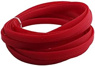 Othmro 5m/16.4ft PET Expandable Braid Cable Sleeving Flexible Wire Mesh Sleeve Red,for TV Audio PC Cords from Pets Chewing & Tearing