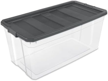Sterilite 6-Pack Modular Stacker Box, Durable Clear Plastic Storage Bins with Latching Lids, 200 Quart - Stackable Organizing Container Boxes for Closet, Bathroom, and Office