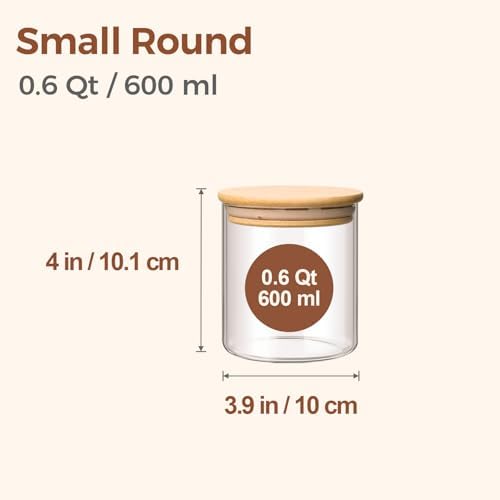 ComSaf Glass Storage Containers with Lids 0.6 Qt, 9 Pack Small Glass Jars | Small Glass Container, Spice Jar, Cookie, Candy, Family Snack Storage, Coffee Bar Organization, Size For Subpackage, BPA Free