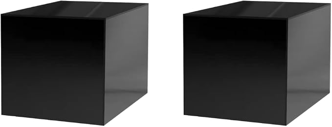 2 Pack 4" Acrylic Display Riser Box with One Open Side Versatile Glossy Black Square Lucite Retail Merchandise Storage Bin or Product Platform No Assembly Required by Marketing Holders