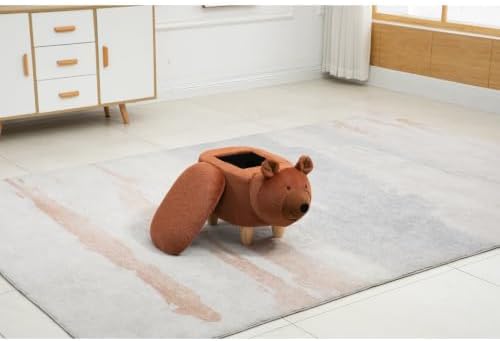 Home 2 Office Bear Ottoman for Kids' Bedroom, Playroom, Nursery, and Living Room, Animal Ottoman with Storage, Footstool for Kids, Brown
