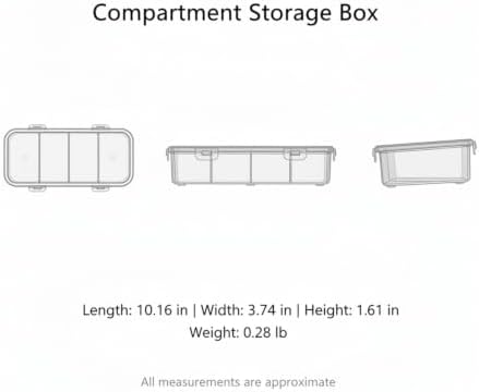 White PET Plastic Drawer Organizer Box with Clear Lid, Compartment Storage for Hardware, Beads & Office Supplies, 10.16 x 3.74 x 1.61 Inches