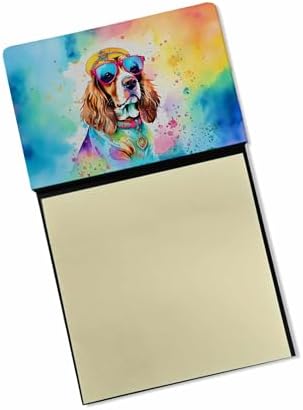 Caroline's Treasures Cavalier Spaniel Hippie Dawg Sticky Note Holder Refillable Dispenser Self-Sticky Note Pads, Memo Pads Blank Desk Accessories
