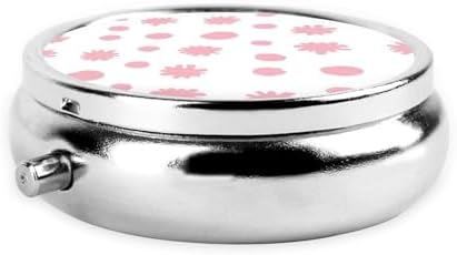 Mini Pill Case, Round Compact Organizer, Portable Holder for Supplements, Travel Pill Box Purse Carry for Students, Cute Pink Cow Print