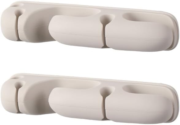 2 Pack Multi Slot Cable Organizer, Silicone Cord Holder with Strong Adhesive, Appliance Cord Wrapper for Kitchen Appliances, Desk Cable Management, Charger & Power Cord Organizer, White