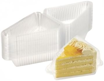 Cake Slice Container-Cheesecake Containers- Disposable Clear plastic Hinged Cake Slice Container with Dome Lid (120)