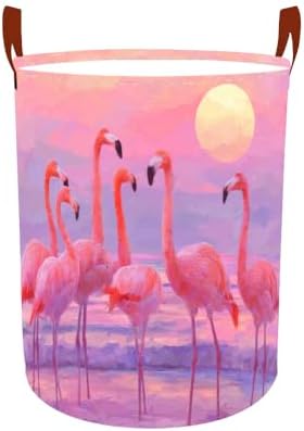 Laundry Basket 15.7x19.7 in Flamingo Sunset Hamper for Bedroom