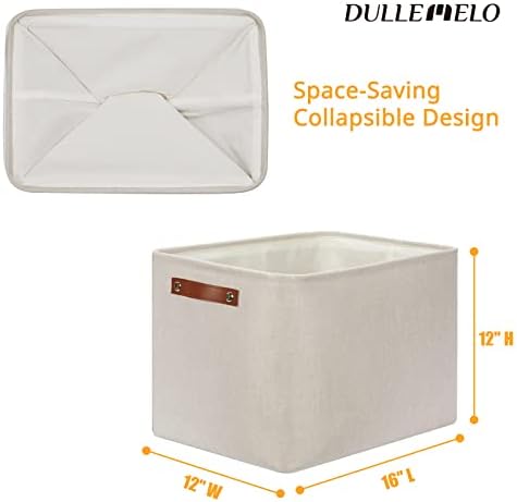 DULLEMELO Storage Baskets Large 16"x12"x12" Tall Rectangular Baskets Fabric Storage Bins for Organizing [1 Pack] Collapsible Linen Shelf Baskets for Clothes, Toys, Closet, Laundry (Beige)