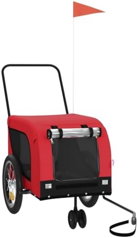 Pet Bike Trailer for Small Dogs, Foldable Bicycle Cargo Trailer with Sturdy Iron Frame, Weather-Resistant Oxford Fabric, Safety Flag and Reflectors, Easy Attachment