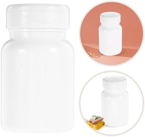 5pcs 80cc Plastic Medicine Pill Bottles with Screw Caps, White Small Pill Organizers for Capsule Powder Tablet Storage, Portable Medication Bottle Containers for Travel and Daily