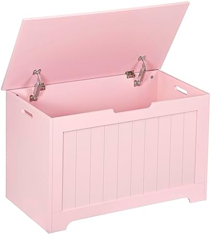 Wooden Storage Chest,30/40 Inch Storage Trunk w/2 Safety Hinges, Storage Bench, Modern Lift Top Chest Box Organizer (Pink, 30 L x 15.7 W x19 H Inch)