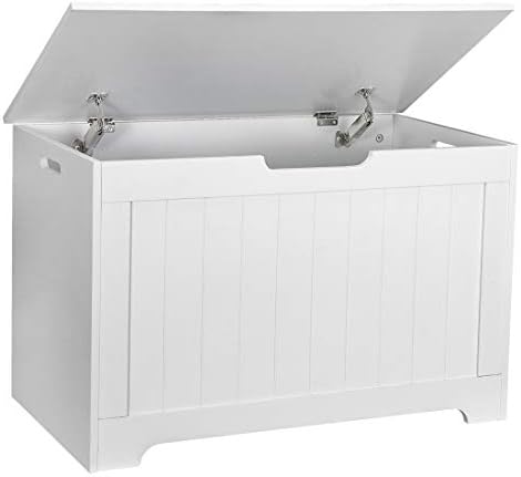Wooden Storage Chest, Storage Trunk w/2 Safety Hinges,Storage Bench, Modern Lift Top Chest Box Organizer for Entryway,Living Room, Bedroom,Easy Assembly, White