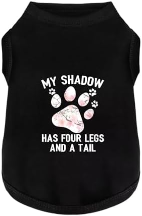 Discover Cozy Cotton Canine Wear: Soft, Lightweight, and Breathable Dog Shirt Vest with Eye-Catching Graphics (My Shadow HAS Four LESGS and A Tail), Keeping Your Furry Friend Warm! Black XS