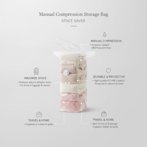 3D Cubic Profile Space Saver Bags, Manual Compression Storage for Travel and Closet Organization, Durable PET PE Material (1 PC)