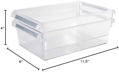 Kitchen Details 2 Pack Medium Refrigerator Storage Bin | Fridge & Freezer | Kitchen Organization | Stainless Steel Handle | Countertop | Cabinets | Pantry | Clear