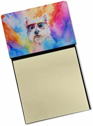 Caroline's Treasures Westie Hippie Dawg Sticky Note Holder Refillable Dispenser Self-Sticky Note Pads, Memo Pads Blank Desk Accessories