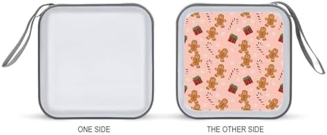 Protective DVD Case Holder Pink Gingerbread Christmas, 40-Capacity Hard Plastic Binder with Zipper, Portable CD Organizer for Car Home