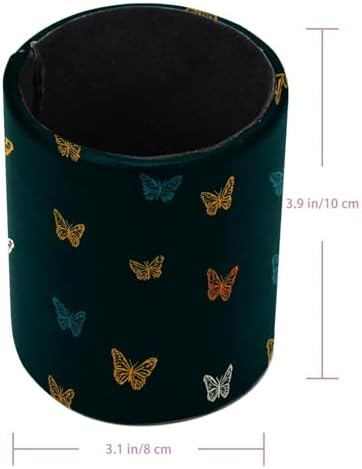 Faux Leather Pen Holder for Desk, Pencil Organizer Butterfly Pen Cup Desk Decor Makeup Brush Holder Storage for Office Home