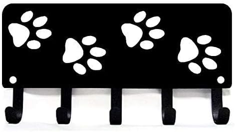 Walking Dog Paws Key Rack & Organizer - Small 6 inch Wide | Made in USA, Gifts for Dog Lovers, 5 Hooks