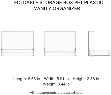 Foldable Storage Box PET Plastic Vanity Organizer for Cotton Pads and Small Essentials (1 PC)