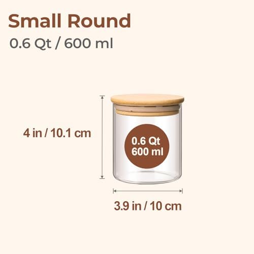 ComSaf Glass Storage Containers with Lids 0.6 Qt, 6 Pack Small Glass Jars | Small Glass Containers, Spice Jar, Cookie, Snack Station Organization, Coffee Bar Organization, Size For Subpackage, BPA Free