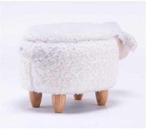Home 2 Office Sheep Ottoman with Storage for Bedroom, Playroom, Nursery or Recreation Room Decor, Soft Animal-Shaped Ottoman with Wooden Legs