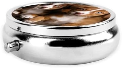 Pill Box 3 Compartment Medicine Pill Case for Pocket or Purse Mini Metal Pillcase Puppies Dogs Pets Animals Pill Holder Vitamin Organizer Portable Travel Pills Container to Hold Supplements Vitamins