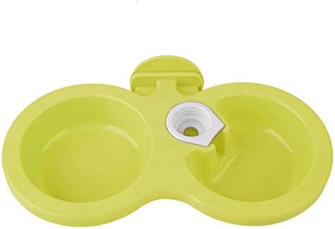 Puppy Double Bowl, Puppy Double Bowl Stainless Steel Dog Bowl Pet Cat Dog Puppy Double Bowl Hanging Food Water Feeder For Crate Cage Small (Green)
