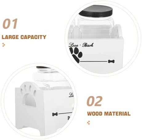 BESPORTBLE 1 Set Dog Food Storage Box Dog Treats Food Jar Container Treat Container for Countertop Crate Storage Organizer Treat Container Holder Tabletop Bin Wooden White
