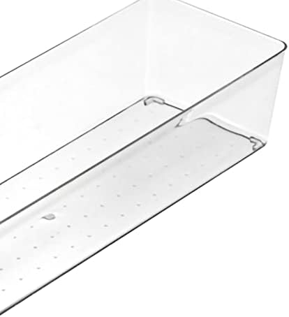 Acouto Drawer Storage Trays Transparent Plastic Drawer Storage Divid Box for Kitchen Large Rectangle Clear Box – PET Material, Stackable, Dividers, Fits Standard Drawers (14.5 X .5 X (Large