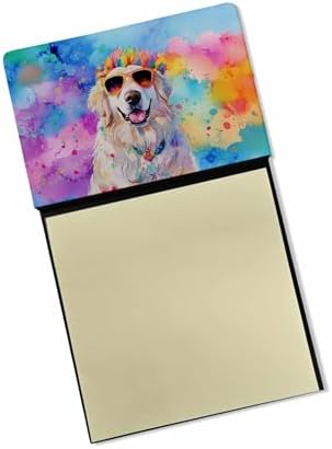 Caroline's Treasures Great Pyrenees Hippie Dawg Sticky Note Holder Refillable Dispenser Self-Sticky Note Pads, Memo Pads Blank Desk Accessories