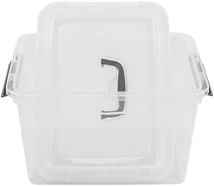 Farmoon 12 Quart Clear Latch Storage Bin with Lid and Grey Handle, 1 Pack