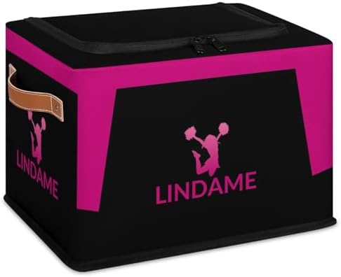Custom Storage Basket with Zipper Lid, Cheerleader Foldable Fabric Storage Boxes Decorative Closet Shelves Clothes Organizer Container Cubes with Handle 1PCS
