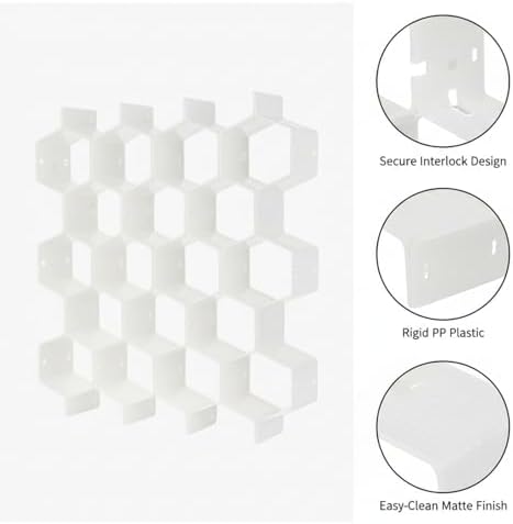 Honeycomb Drawer Divider Organizer, Adjustable PP Plastic Compartment Separator for Dresser & Kitchen Drawers, 13 x 3.3 x 1.6 Inches (1 Piece)