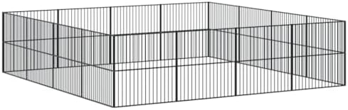Dog Playpen Black Galvanized Steel Large | 157.5 x 157.5 x 39.4 in, Escape-Proof, Collapsible, Indoor Outdoor Use
