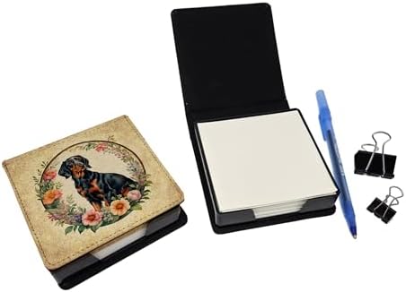 Caroline's Treasures Gordon Setter and Flowers PU Leather Note Paper Holder with Artist-Designed Cover, Desk Accessory, Office Gift