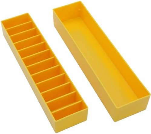 Laube Mini Blade Case for Pet Grooming Clipper Blades - Organizer Fits 12 Blades - Compact Size (9.25" x 2.25" x 2.25") - Detachable Snap On Lid - Impact Resistant Plastic - Made in The USA - Yellow
