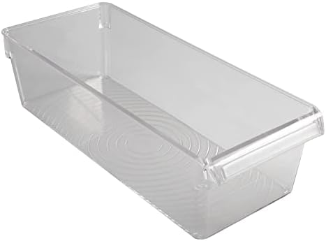 Kitchen Details 2 Pack Slim Refrigerator Storage Bin | Fridge & Freezer | Kitchen Organization | Stainless Steel Handle | Countertop | Cabinets | Pantry | Clear